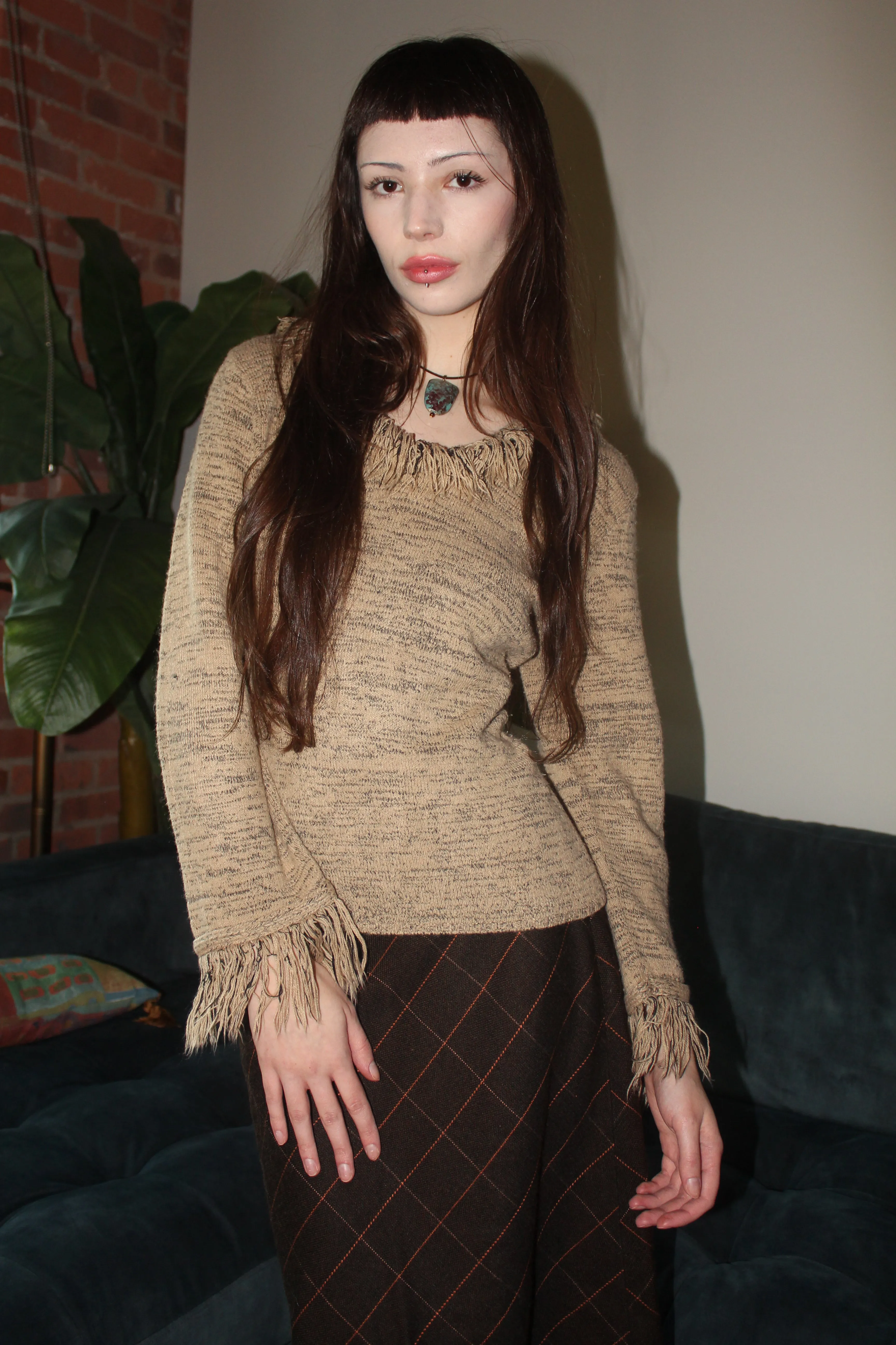 Vintage 90s Fringe Melange Knit (S)