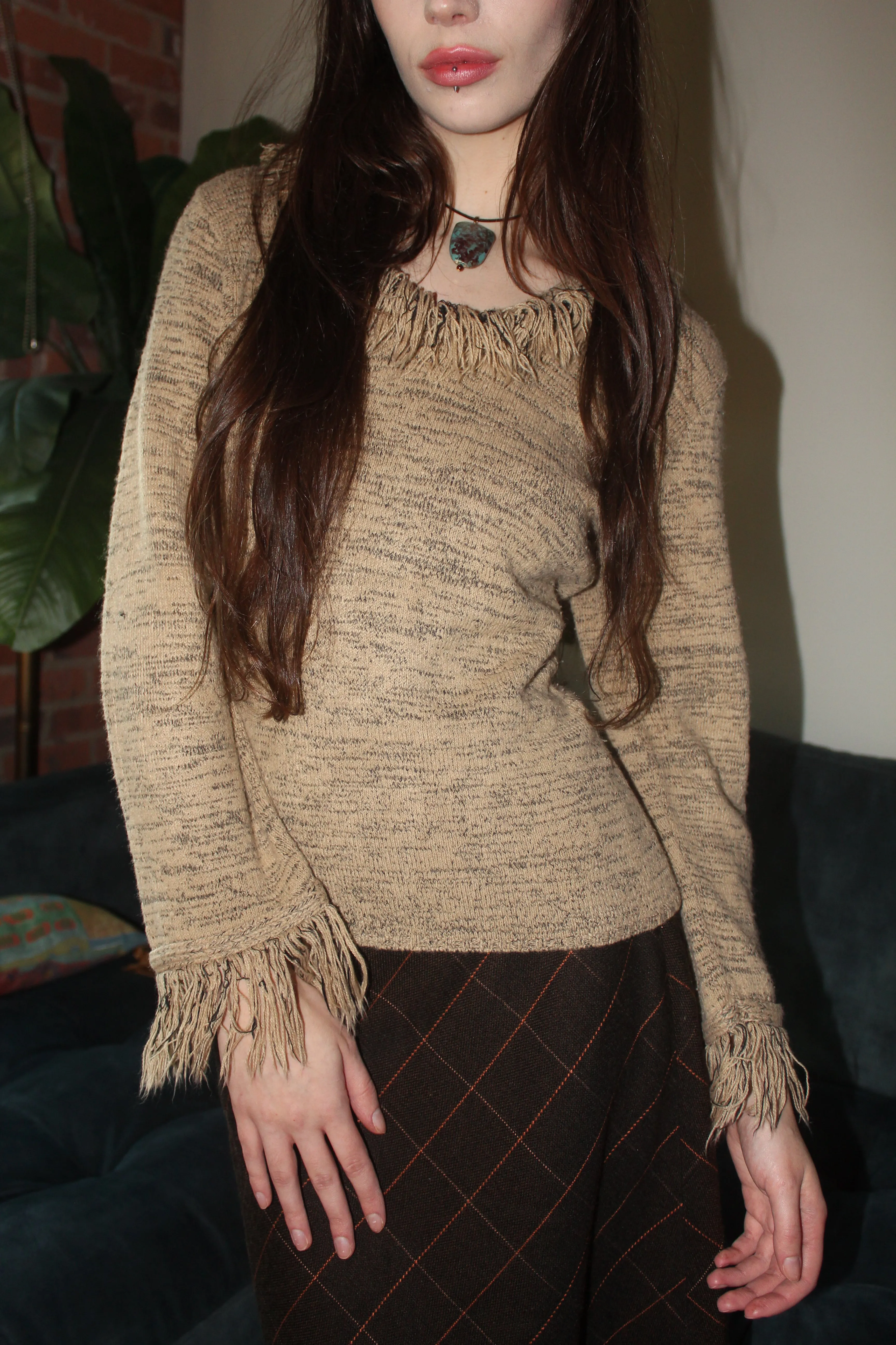 Vintage 90s Fringe Melange Knit (S)