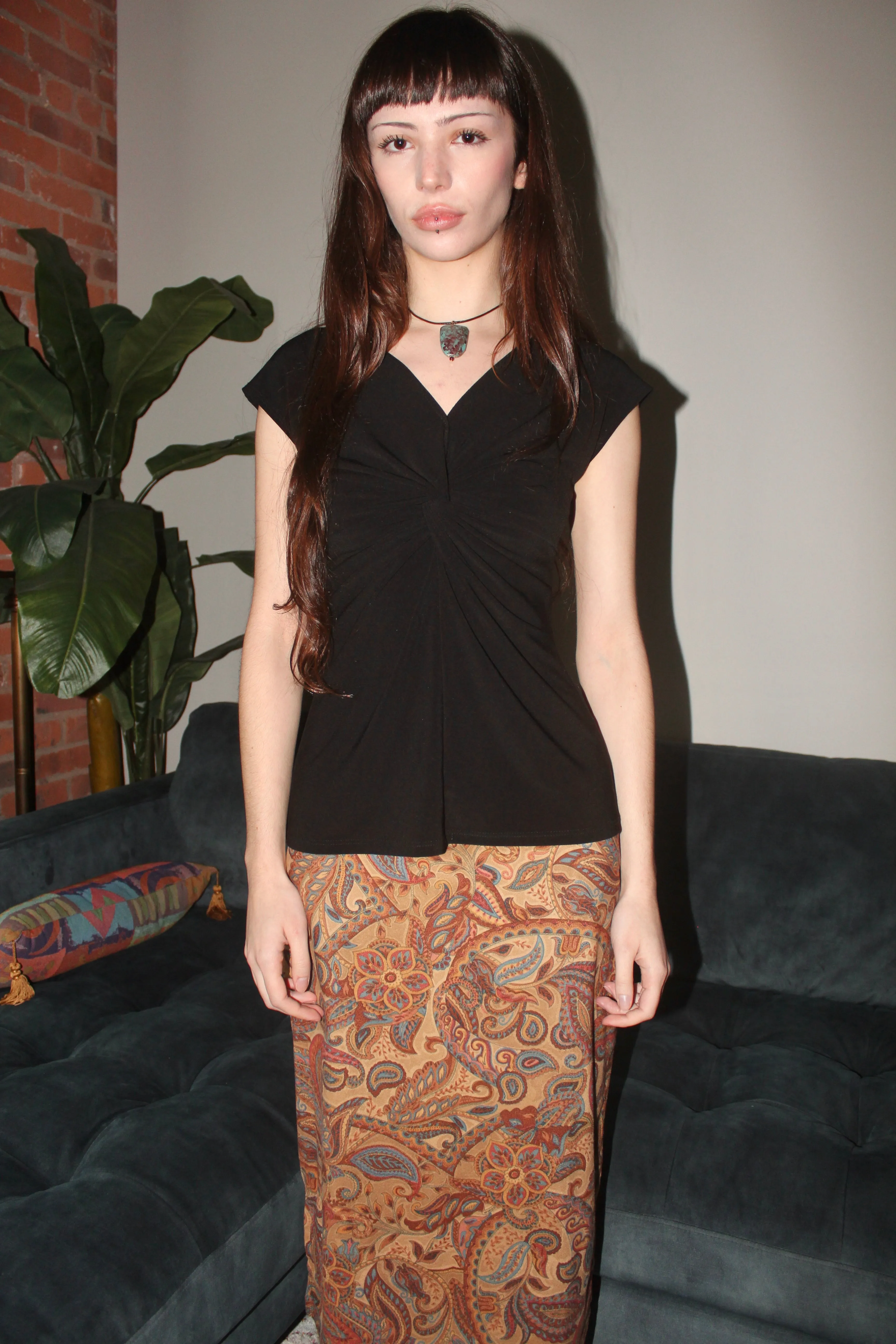 Vintage 90s Twist Front Knit Top (S)