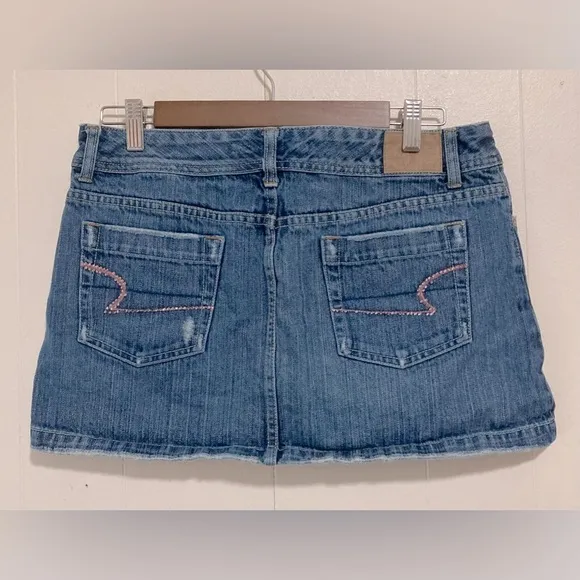 Vintage American Eagle 90’s Y2k Pink &amp; Denim Mini Skirt Size 8
