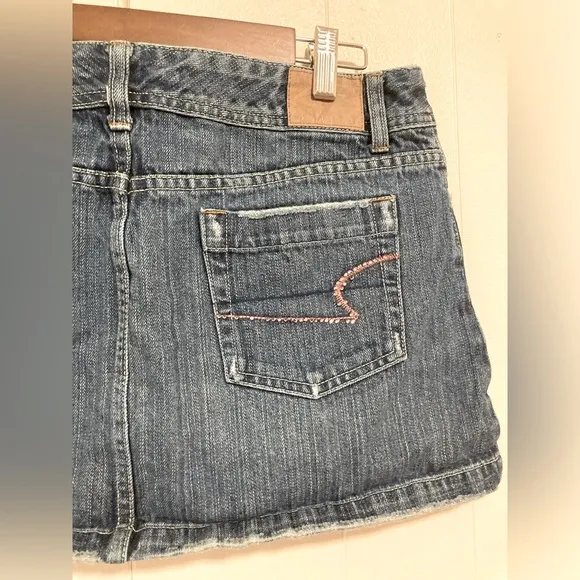 Vintage American Eagle 90’s Y2k Pink &amp; Denim Mini Skirt Size 8