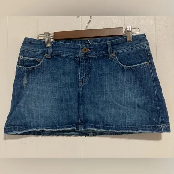 Vintage American Eagle 90’s Y2k Pink &amp; Denim Mini Skirt Size 8