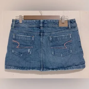 Vintage American Eagle 90’s Y2k Pink &amp; Denim Mini Skirt Size 8