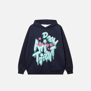 Vintage Letter Print Oversized Hoodie for Y2K Style and Comfort