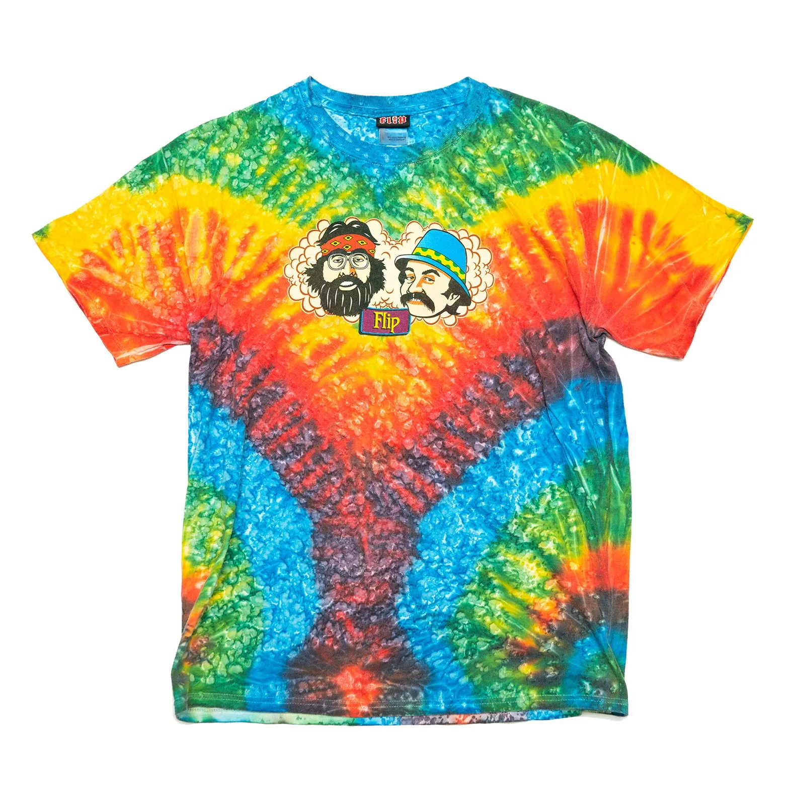 VINTAGE TIE DYE FLIP SKATEBOARDS "CHEECH & CHONG" T-SHIRT (Men's Large)
