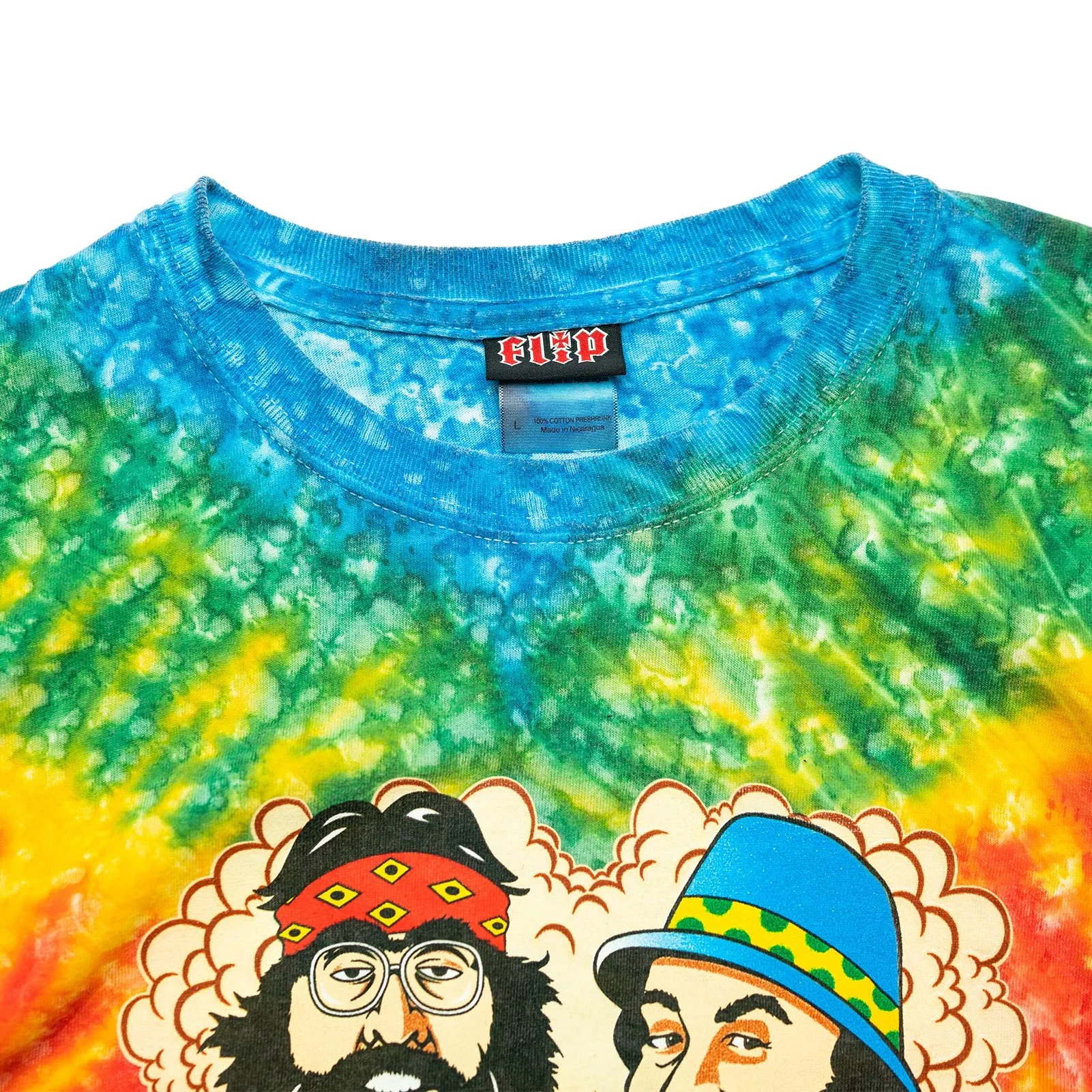 VINTAGE TIE DYE FLIP SKATEBOARDS "CHEECH & CHONG" T-SHIRT (Men's Large)