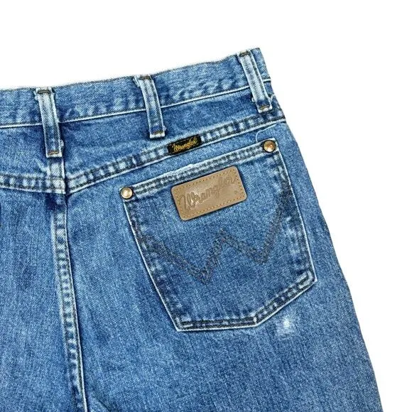 Vintage Wrangler Reworked Cutoffs Denim Shorts 30 High Waisted Distressed