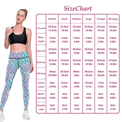 visesunny High Waist Yoga Pants with Pockets Beautiful Rainbow Mermaid Scale Buttery Soft Tummy Control Running Workout Pants 4 Way Stretch Pocket Leggings