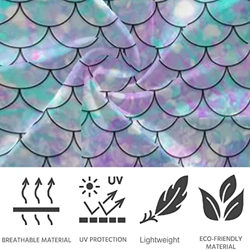 visesunny High Waist Yoga Pants with Pockets Beautiful Rainbow Mermaid Scale Buttery Soft Tummy Control Running Workout Pants 4 Way Stretch Pocket Leggings