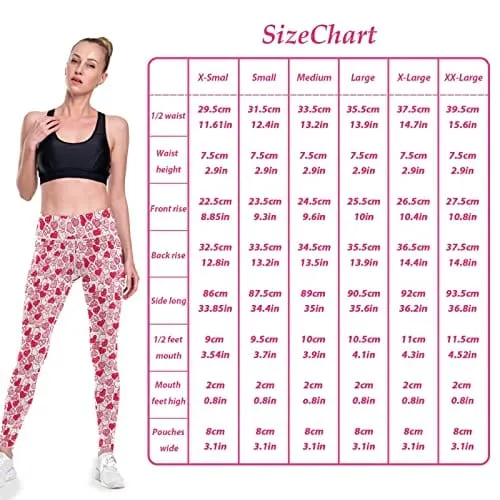 visesunny High Waist Yoga Pants with Pockets Cute Heart Buttery Soft Tummy Control Running Workout Pants 4 Way Stretch Pocket Leggings