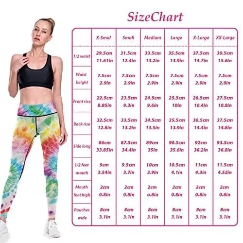 visesunny High Waist Yoga Pants with Pockets Rainbow Tie Dye Pattern Buttery Soft Tummy Control Running Workout Pants 4 Way Stretch Pocket Leggings