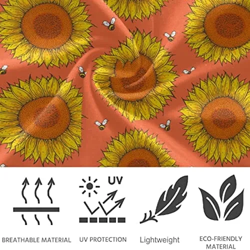 visesunny High Waist Yoga Pants with Pockets Sunflower and Bee Buttery Soft Tummy Control Running Workout Pants 4 Way Stretch Pocket Leggings