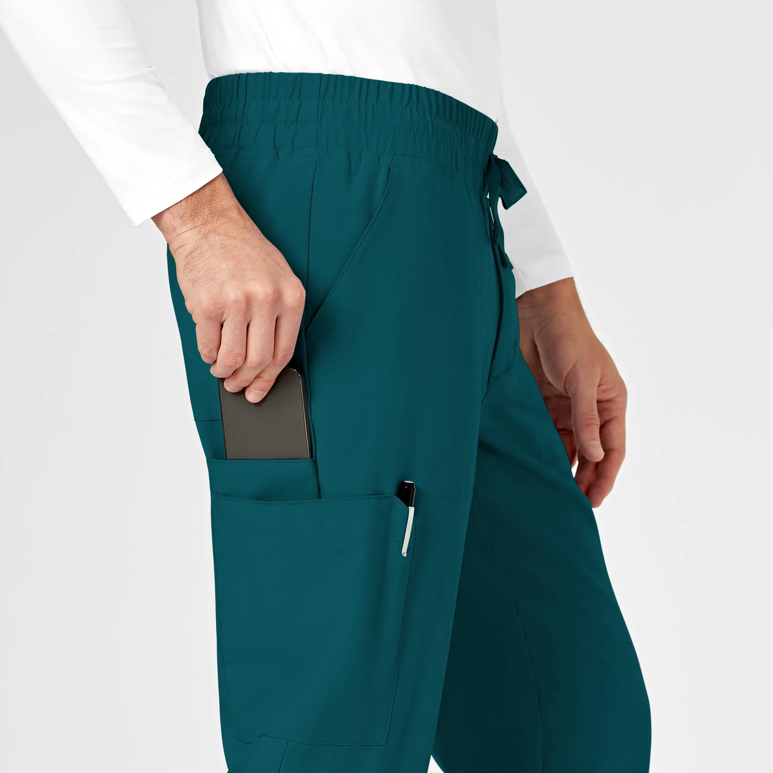 W123 5655 Men's Cargo Jogger Scrub Pants Caribbean Blue