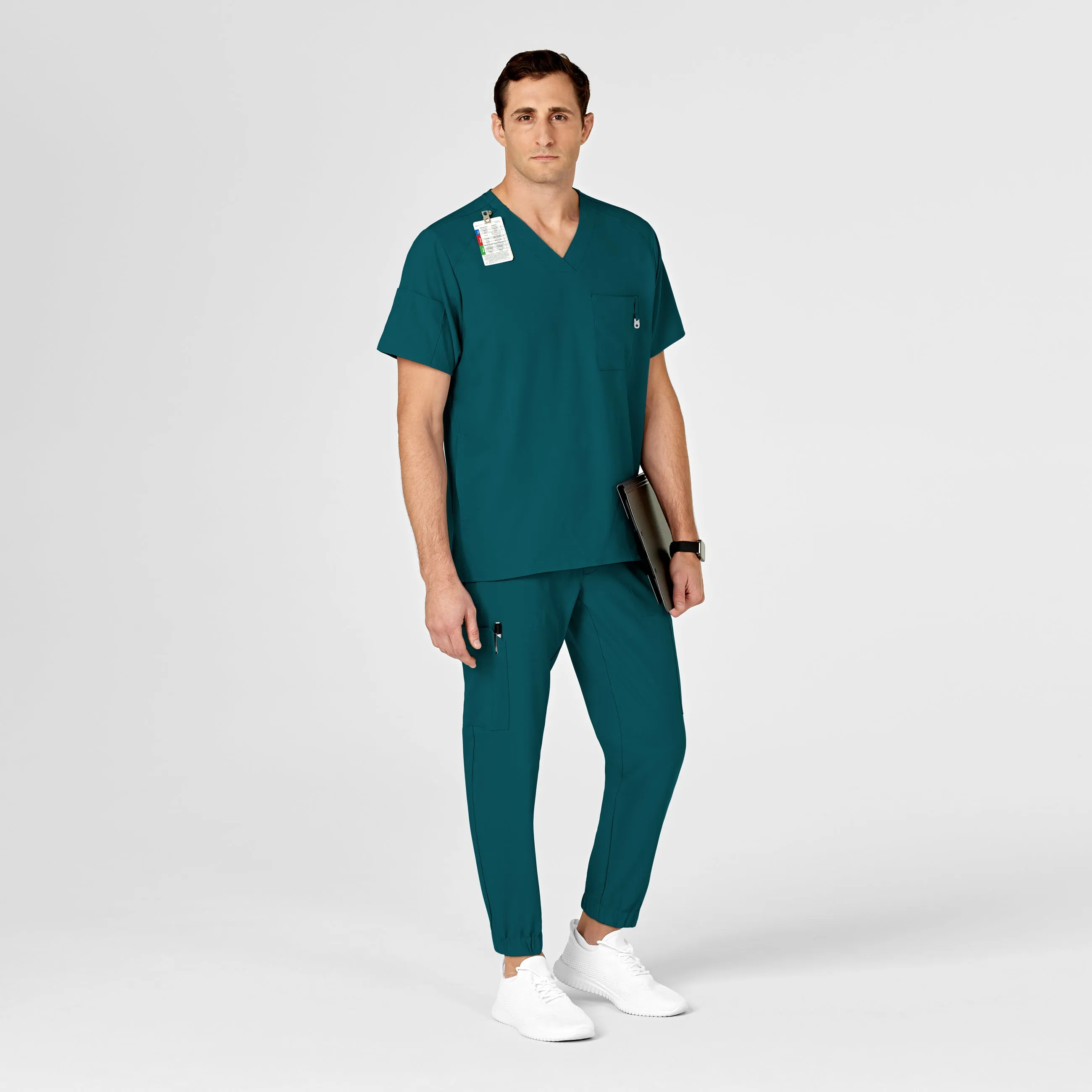 W123 5655 Men's Cargo Jogger Scrub Pants Caribbean Blue