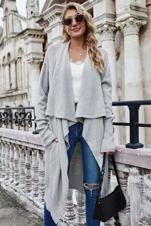 Waterfall Front Cardigan- Grey