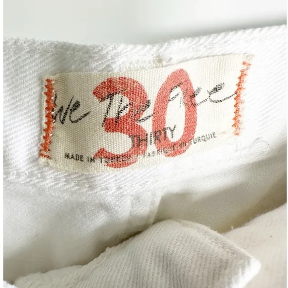 We The Free Maggie Mid Rise Straight Jean  in Optic White Denim Distressed 30