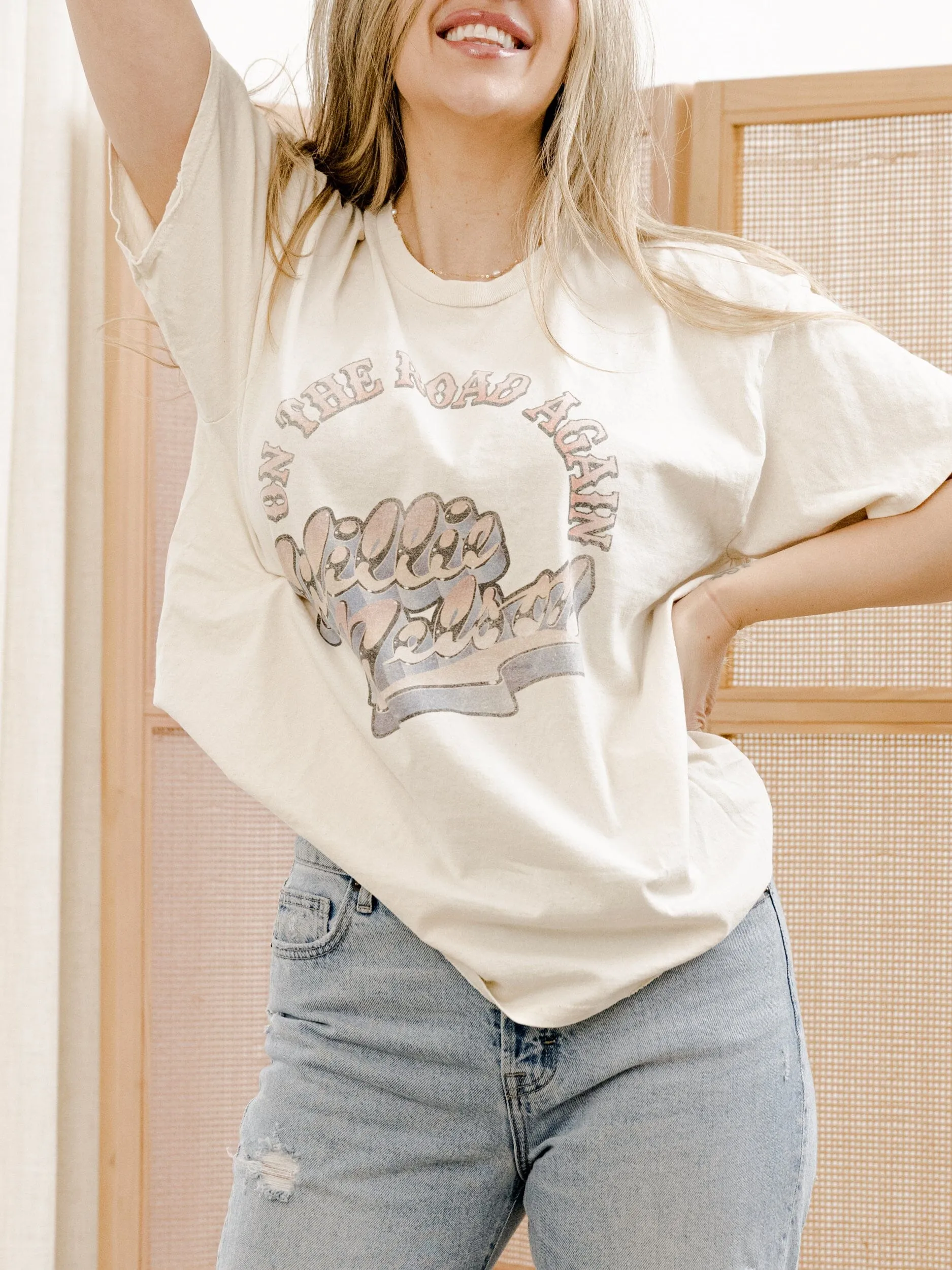 Willie Nelson OTR Metal Off White Thrifted Tee (FINAL SALE)