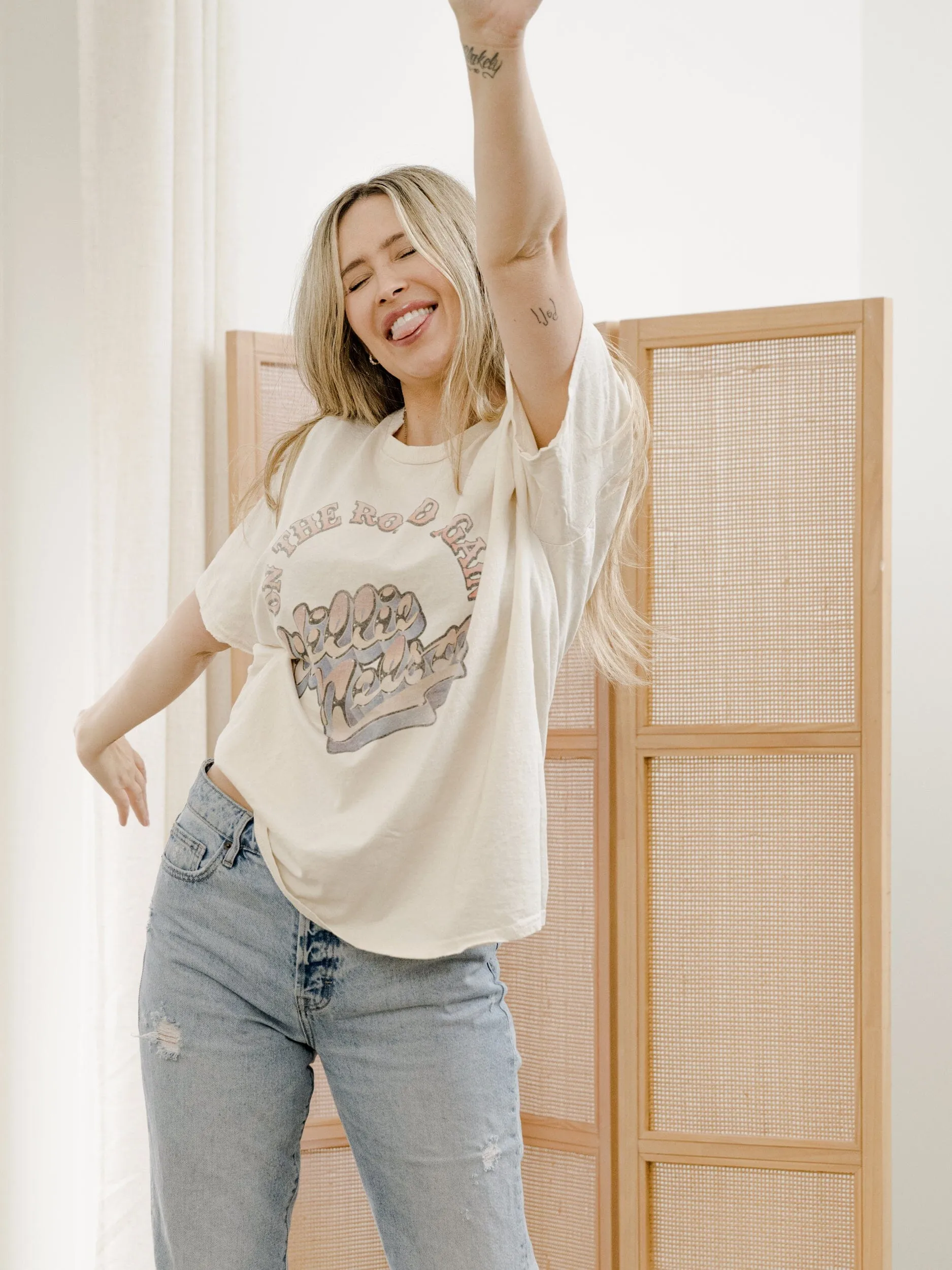 Willie Nelson OTR Metal Off White Thrifted Tee (FINAL SALE)