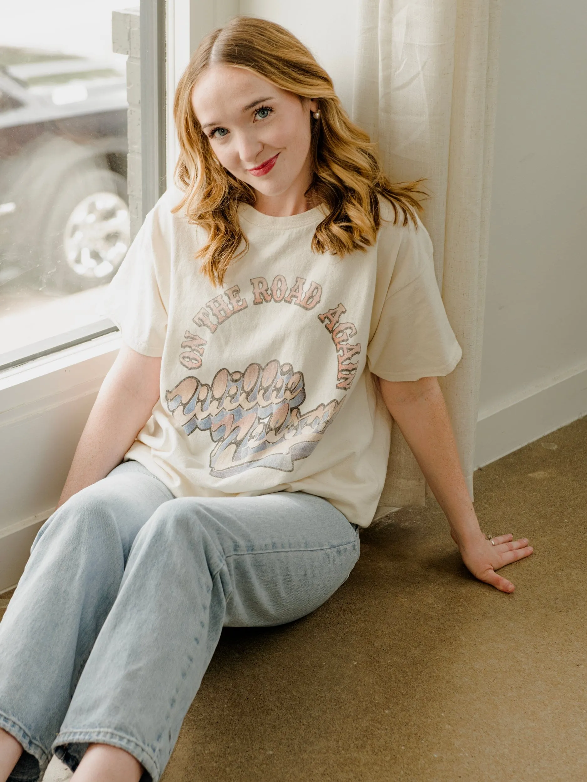 Willie Nelson OTR Metal Off White Thrifted Tee (FINAL SALE)