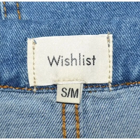 Wishlist Oversized Blue Denim Snap Button Front Jean Jacket Size S/M Belted