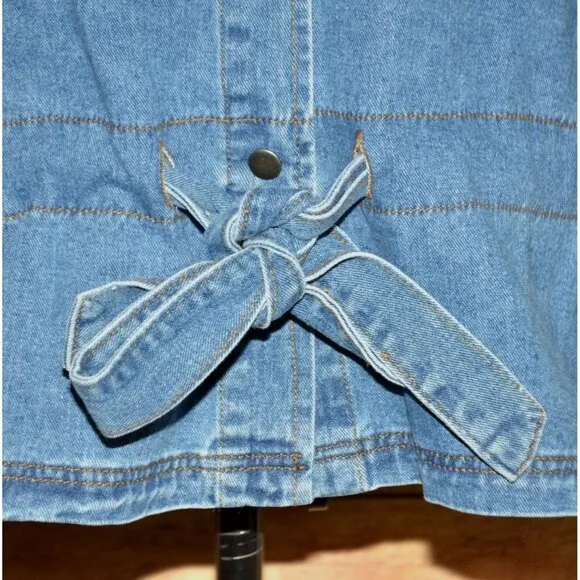 Wishlist Oversized Blue Denim Snap Button Front Jean Jacket Size S/M Belted