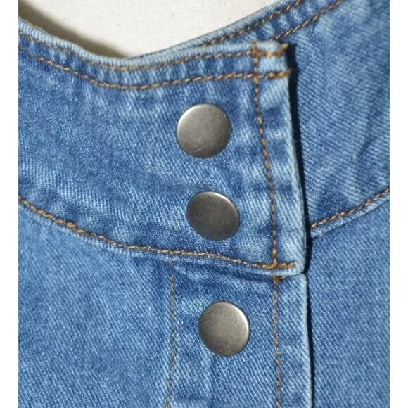Wishlist Oversized Blue Denim Snap Button Front Jean Jacket Size S/M Belted