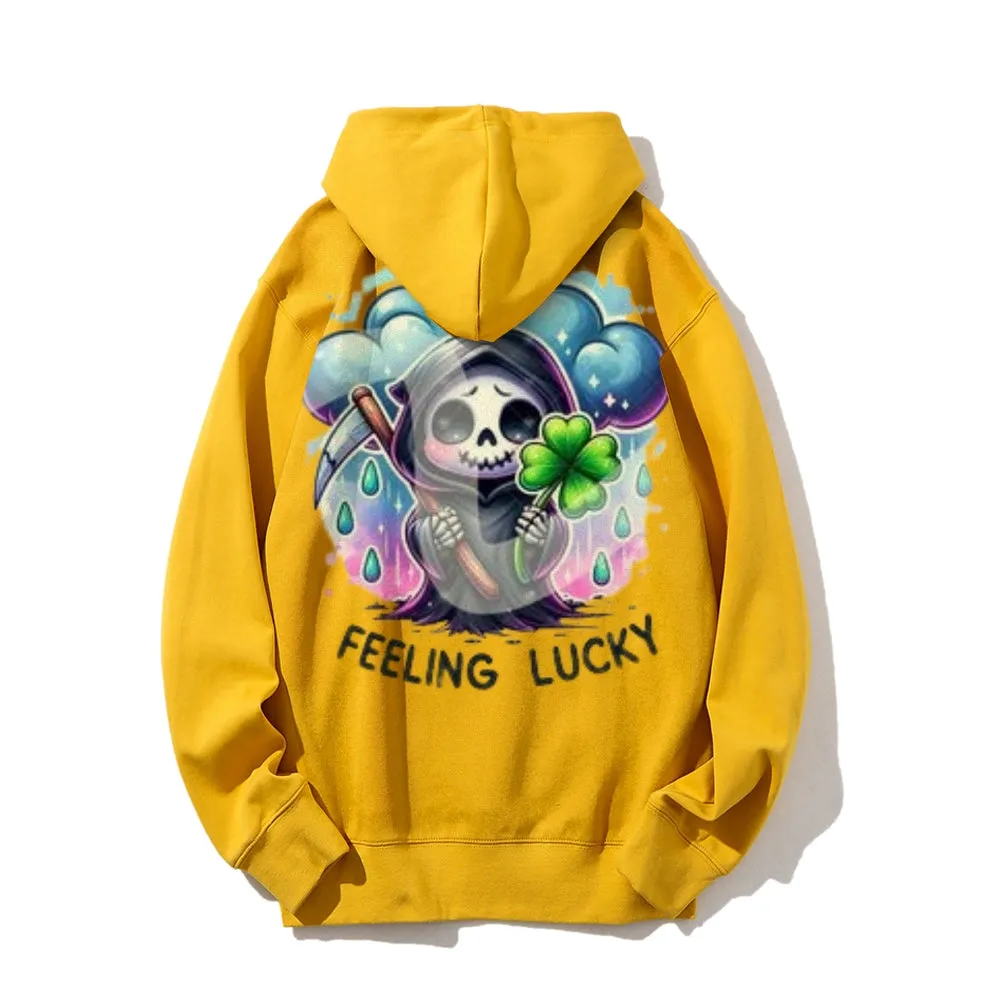 Women Cute Feeling Lucky Skeleton Graphic Hoodies