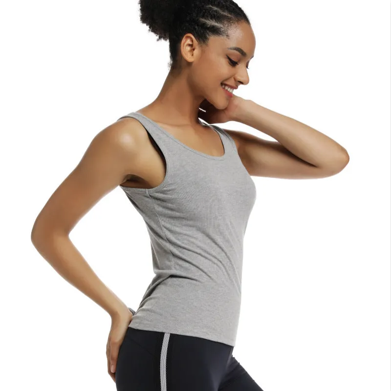 Women Split Back High Elastic Activewear Sexy Comfortable Rib Yoga Fitness Running Tank Top