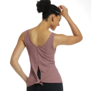 Women Split Back High Elastic Activewear Sexy Comfortable Rib Yoga Fitness Running Tank Top