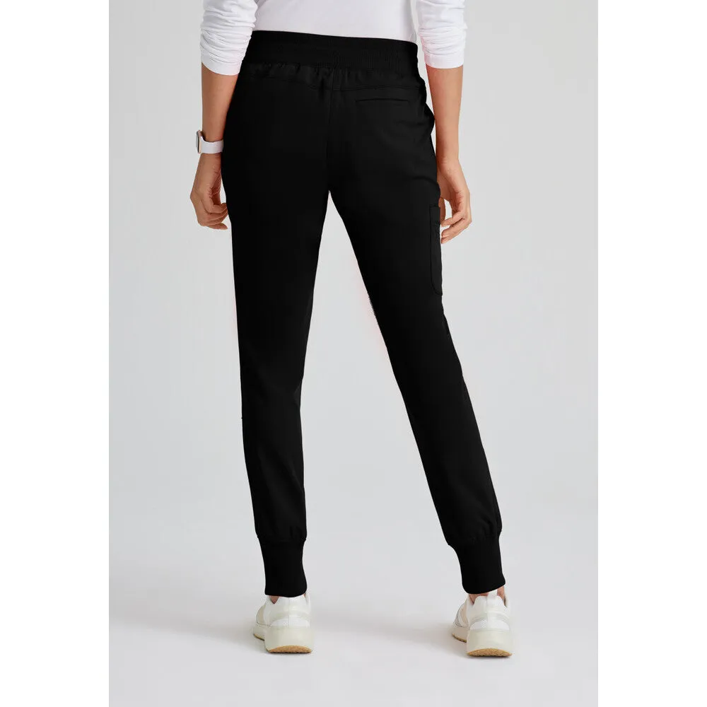 Women's Eden Jogger Scrub Pant - Greys Anatomy Spandex Stretch Collection / Color - Black / Fit - Regular / Sizes - XS, S, M, L, XL, 2XL, 3XL by Barco Uniforms