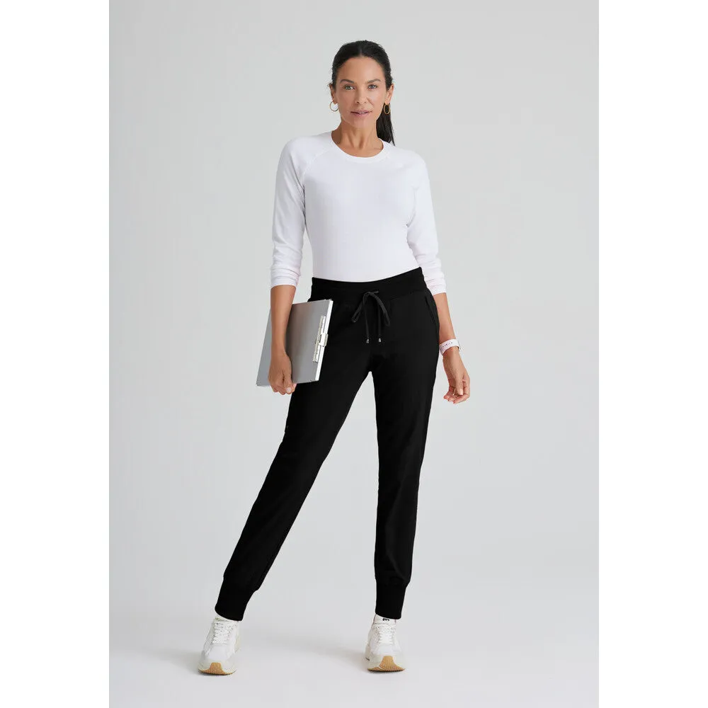 Women's Eden Jogger Scrub Pant - Greys Anatomy Spandex Stretch Collection / Color - Black / Fit - Regular / Sizes - XS, S, M, L, XL, 2XL, 3XL by Barco Uniforms