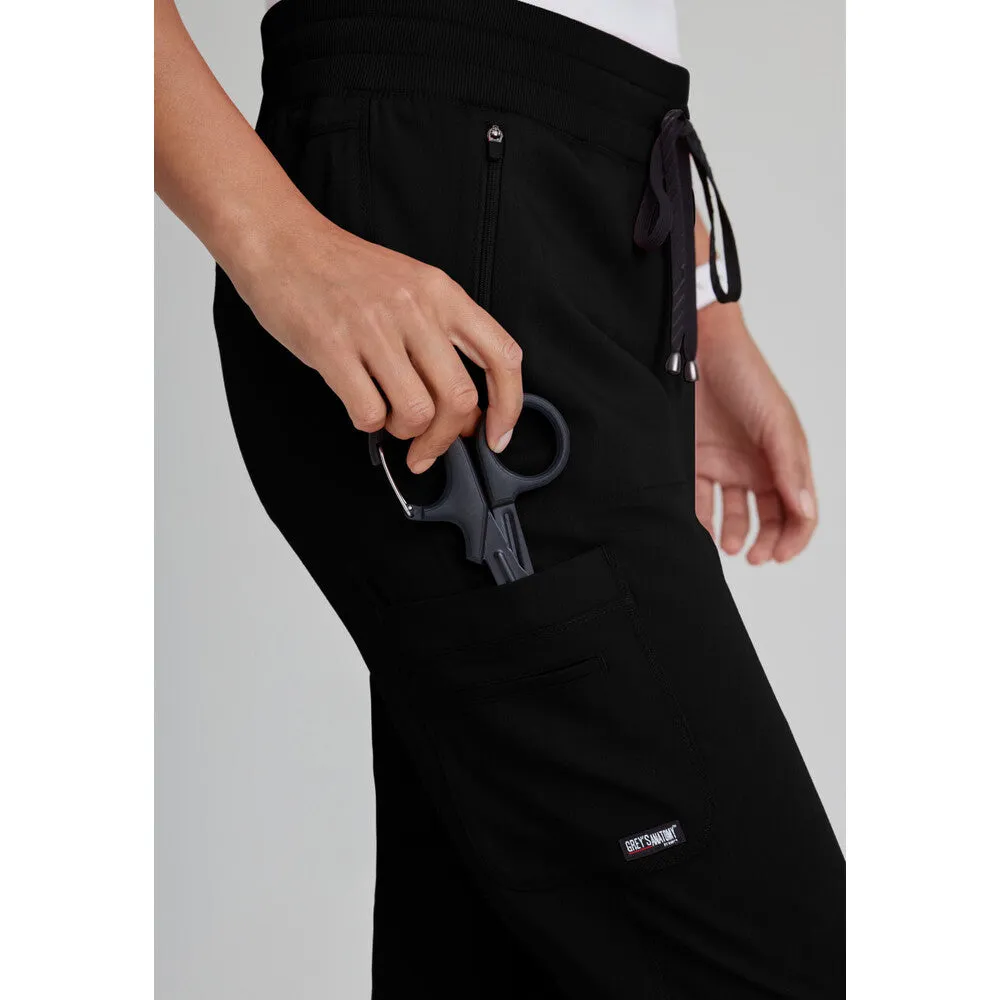 Women's Eden Jogger Scrub Pant - Greys Anatomy Spandex Stretch Collection / Color - Black / Fit - Regular / Sizes - XS, S, M, L, XL, 2XL, 3XL by Barco Uniforms