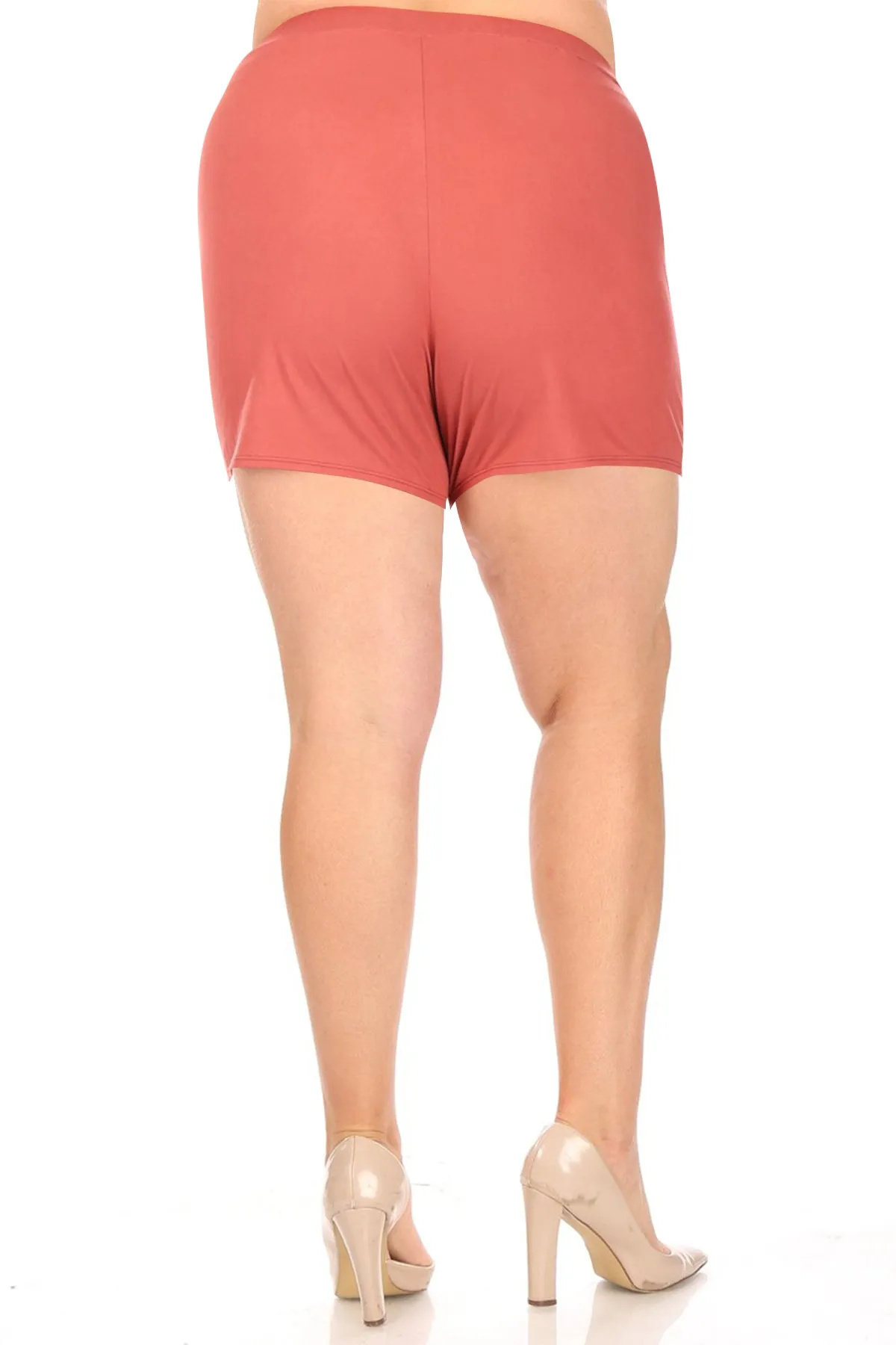 Women's Plus Size Lightweight Elastic High Waist Basic Solid Pants Shorts