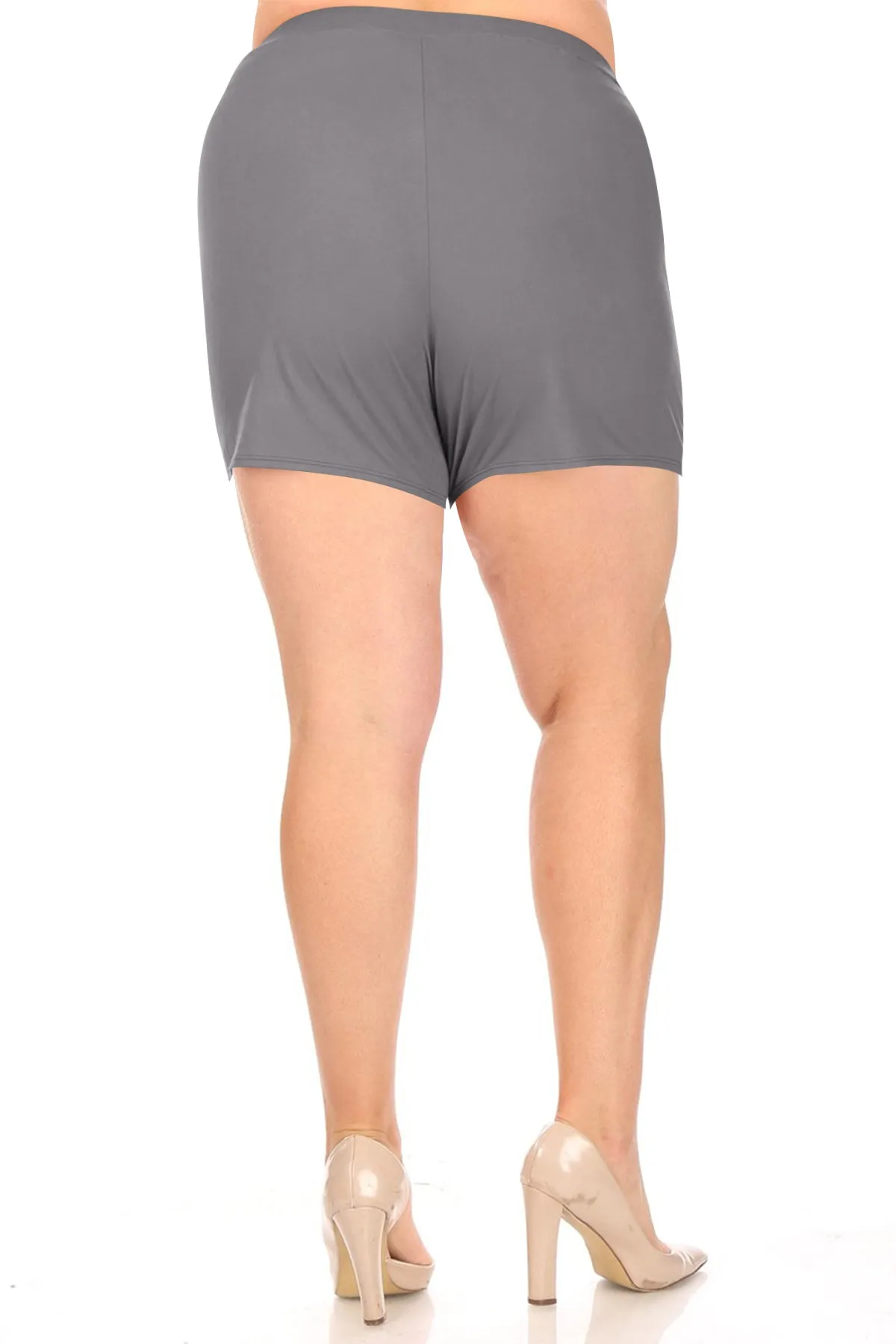 Women's Plus Size Lightweight Elastic High Waist Basic Solid Pants Shorts