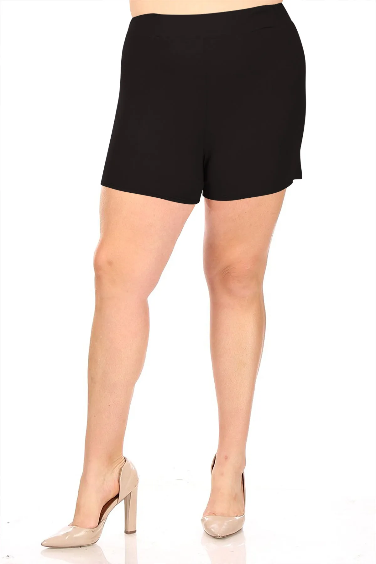 Women's Plus Size Lightweight Elastic High Waist Basic Solid Pants Shorts