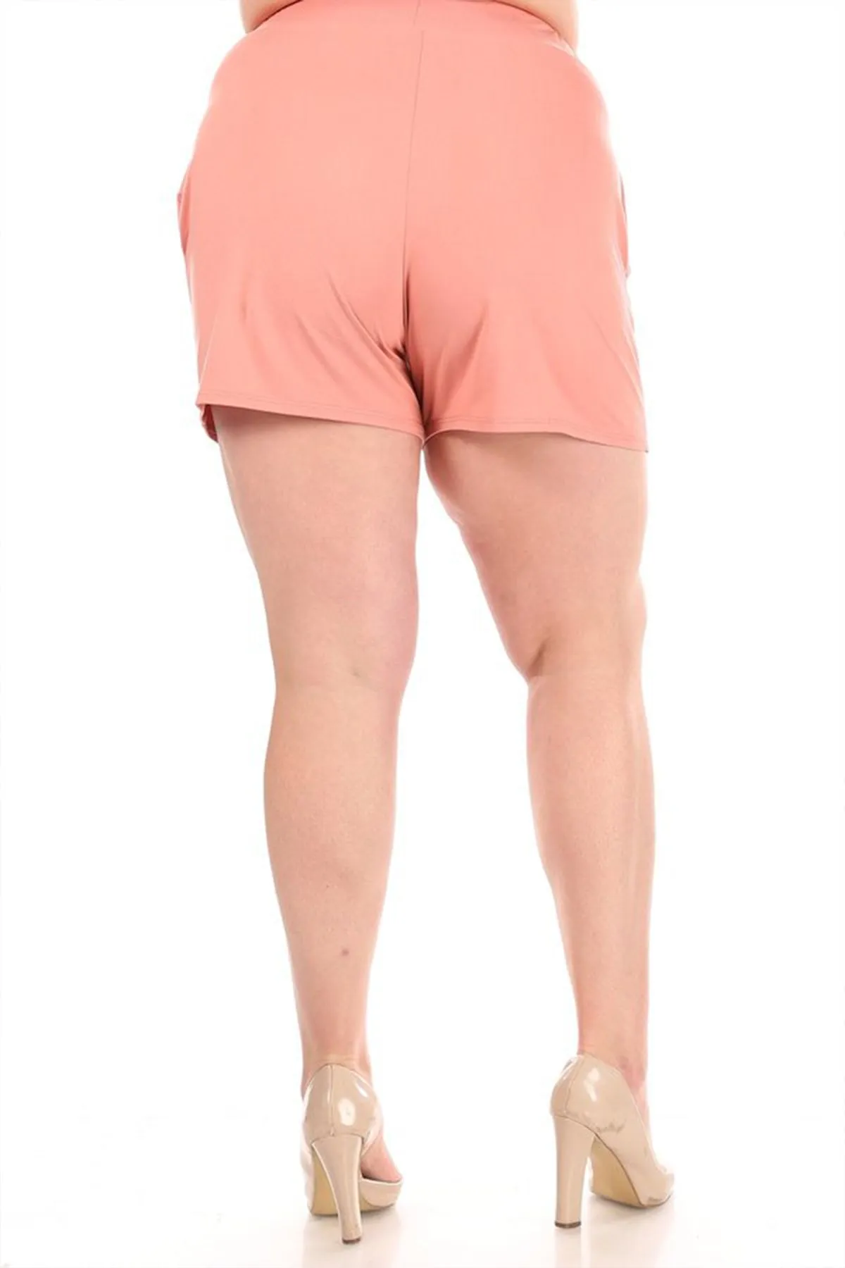 Women's Plus Size Lightweight Elastic High Waist Basic Solid Pants Shorts