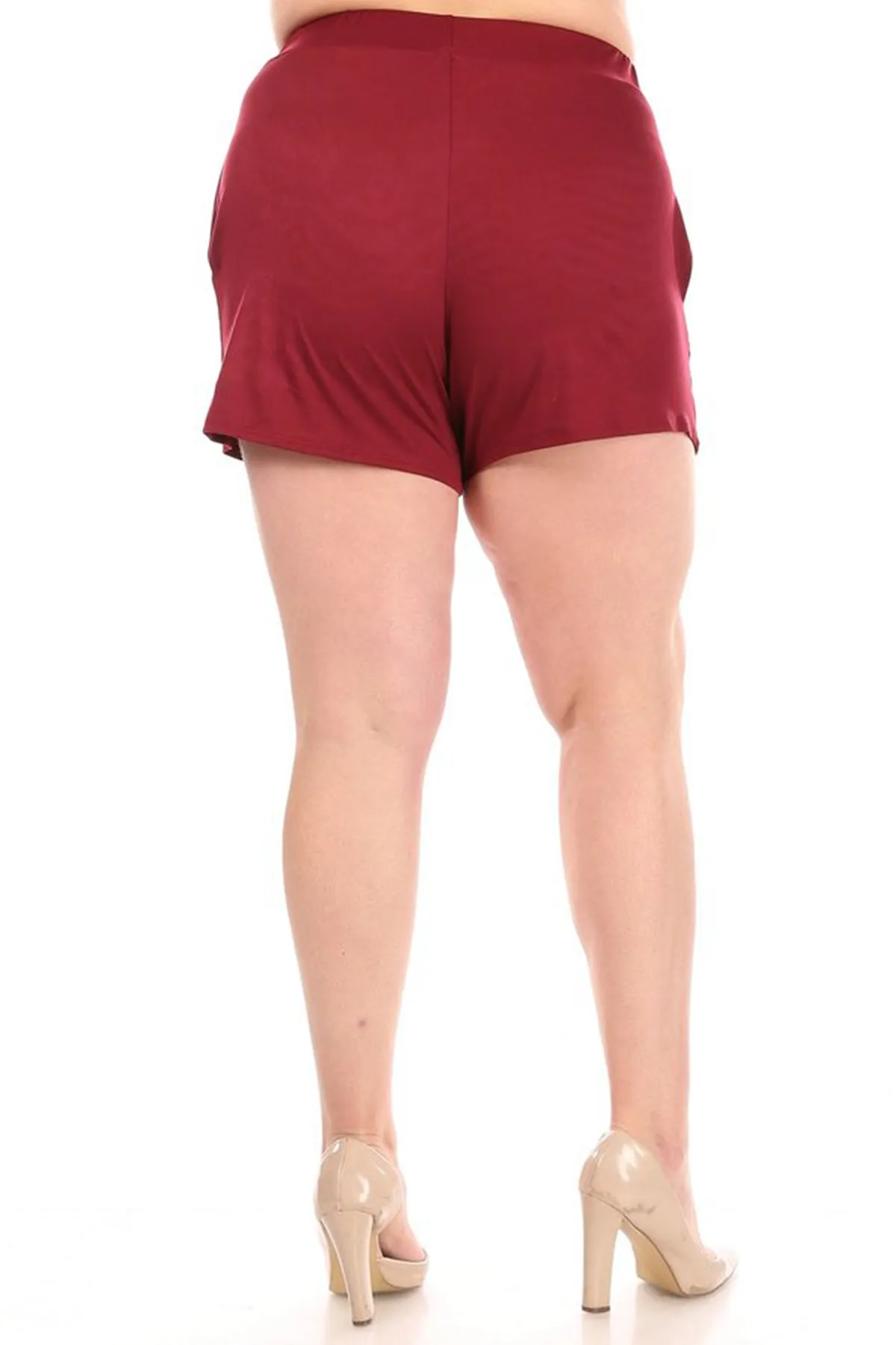 Women's Plus Size Lightweight Elastic High Waist Basic Solid Pants Shorts