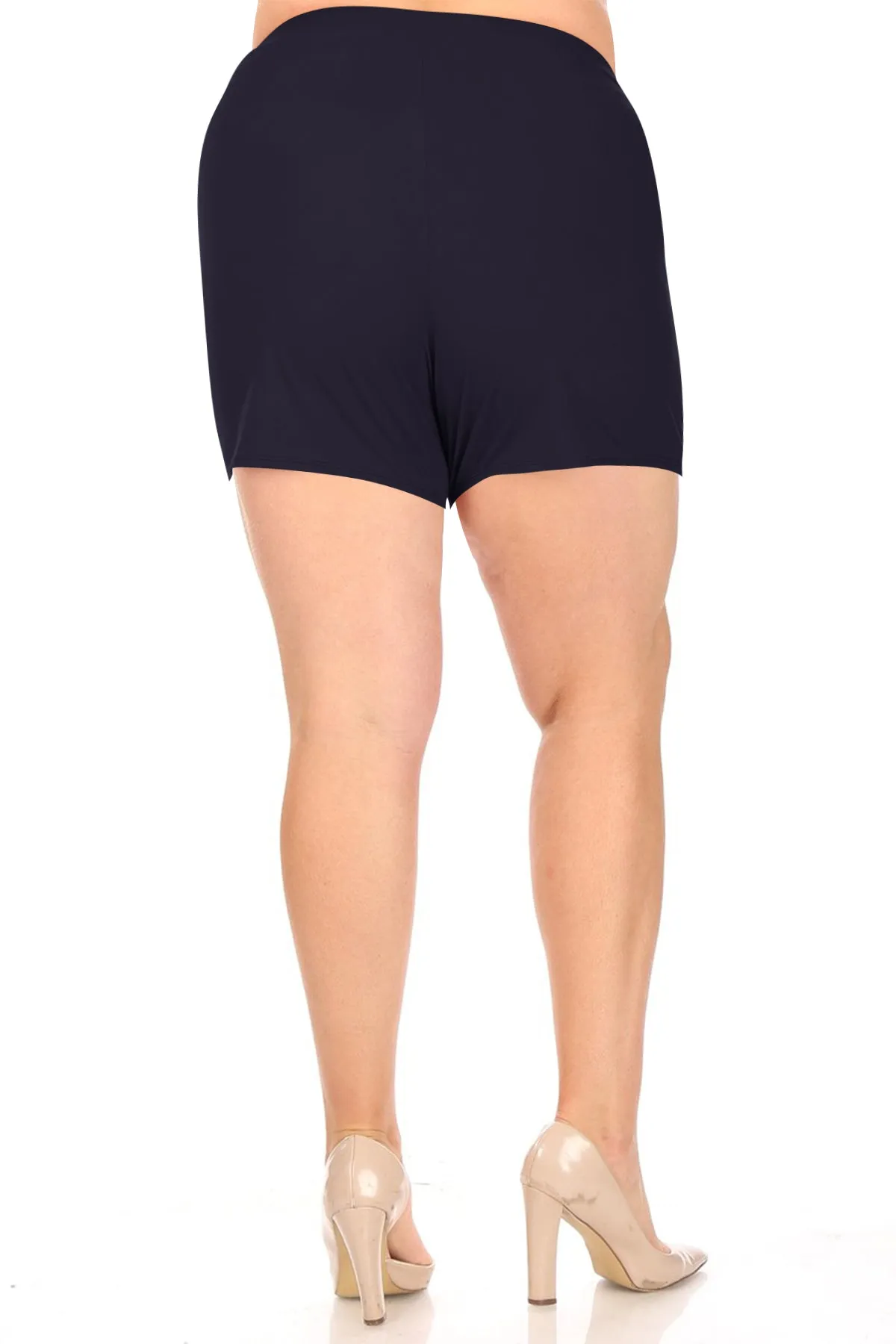 Women's Plus Size Lightweight Elastic High Waist Basic Solid Pants Shorts