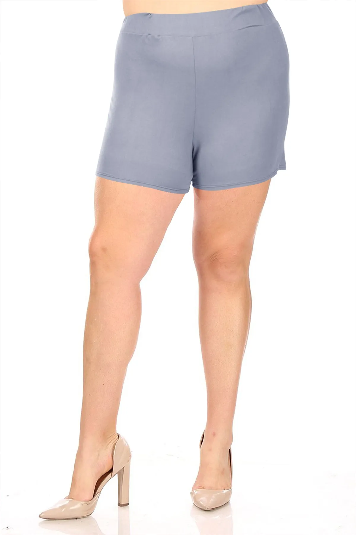 Women's Plus Size Lightweight Elastic High Waist Basic Solid Pants Shorts