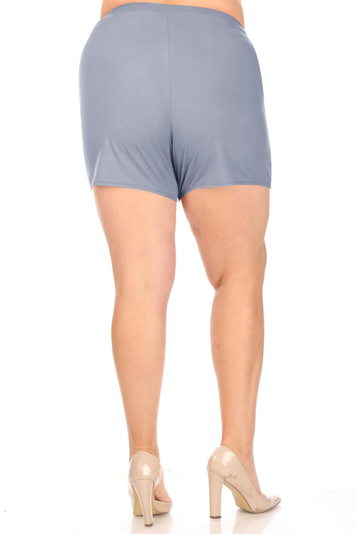 Women's Plus Size Lightweight Elastic High Waist Basic Solid Pants Shorts