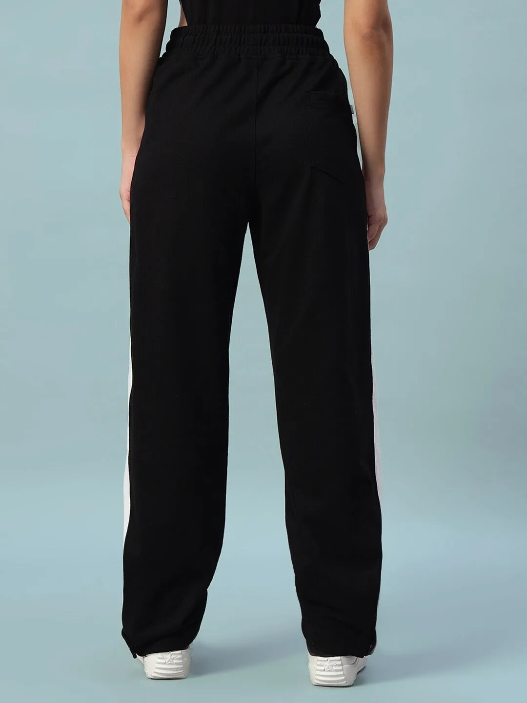 WOMEN'S WONDER SLIT ZIPPER JOGGERS (BLACK-WHITE)