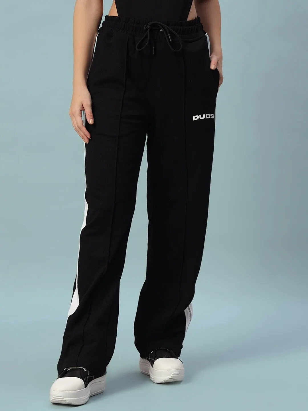 WOMEN'S WONDER SLIT ZIPPER JOGGERS (BLACK-WHITE)