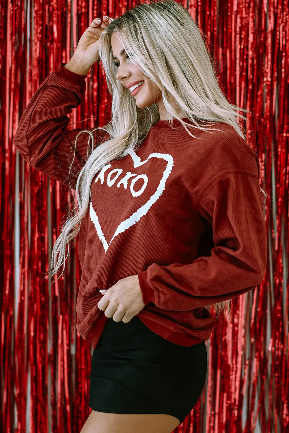XOXO Heart Graphic Corded Sweatshirt