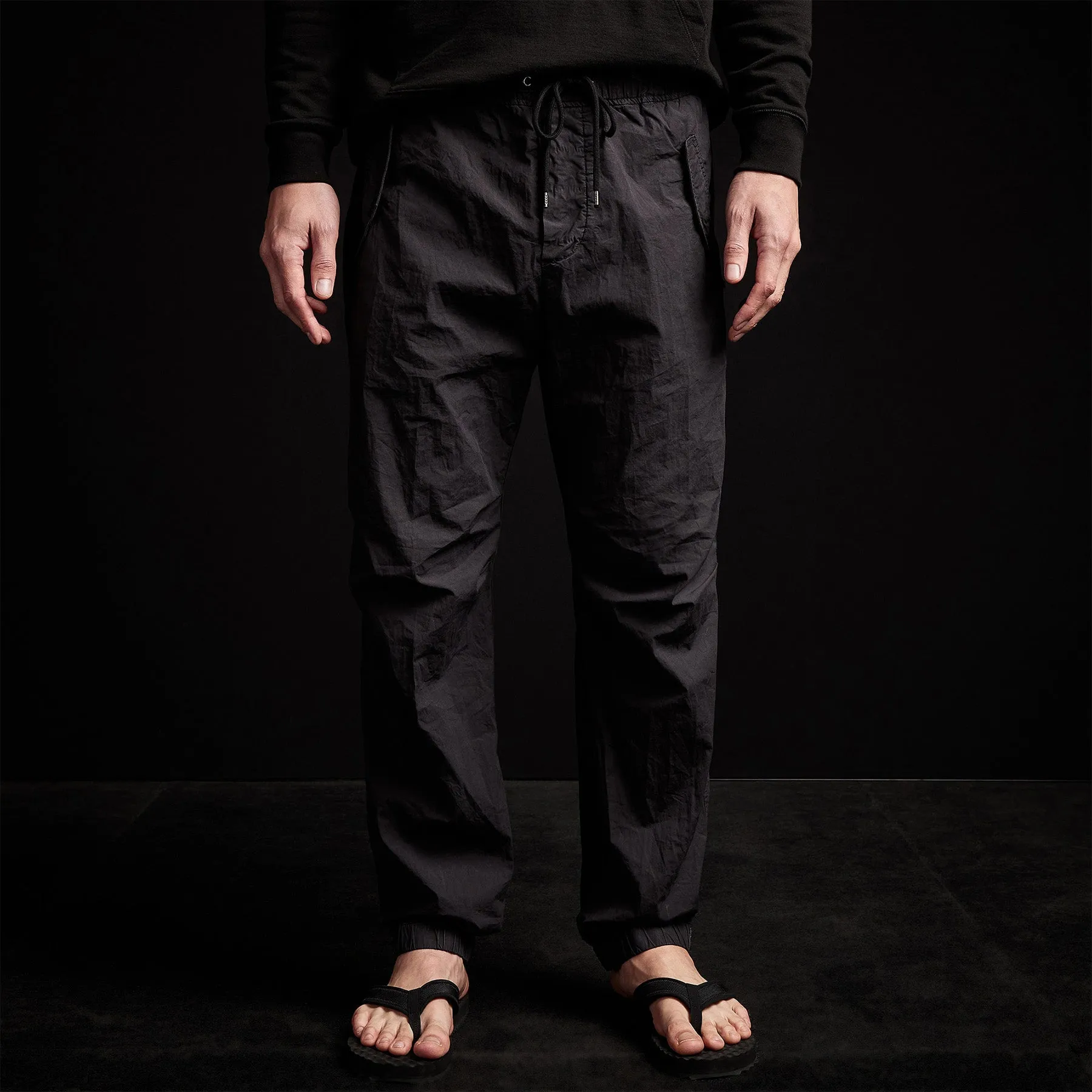 Y/ Embroidered Parachute Flight Pant - Black/Red