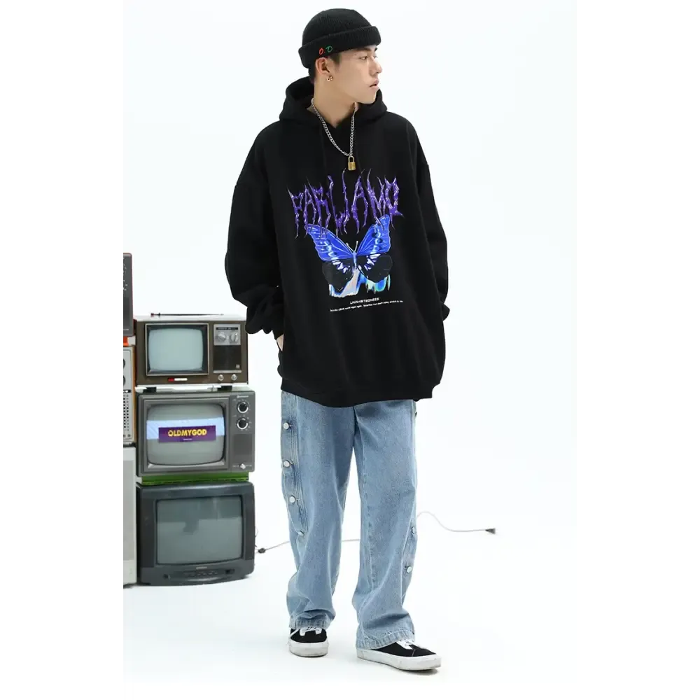 Y2K Butterfly Oversized Hoodie for All Seasons