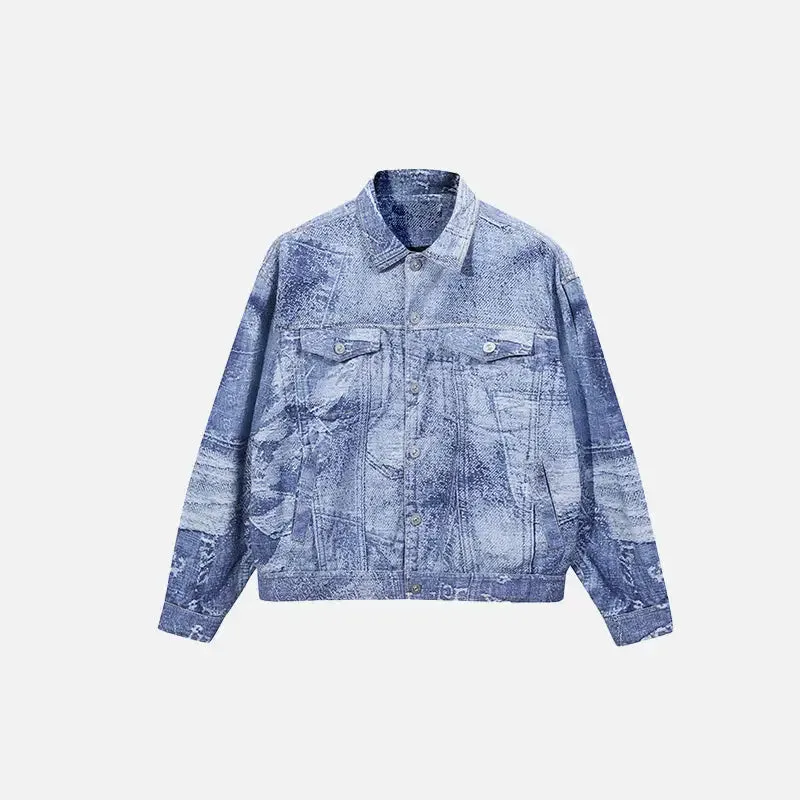 Y2K Oversized Loose Washed Denim Jacket with Elegant Lapel Collar