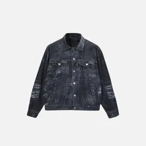 Y2K Oversized Loose Washed Denim Jacket with Elegant Lapel Collar